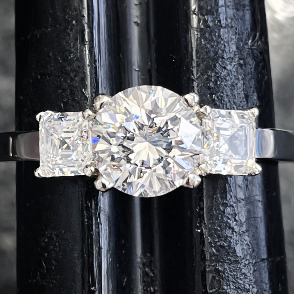 Asscher emerald Round Cut Diamonique Cz silver Engagement Wedding band Ring QVC